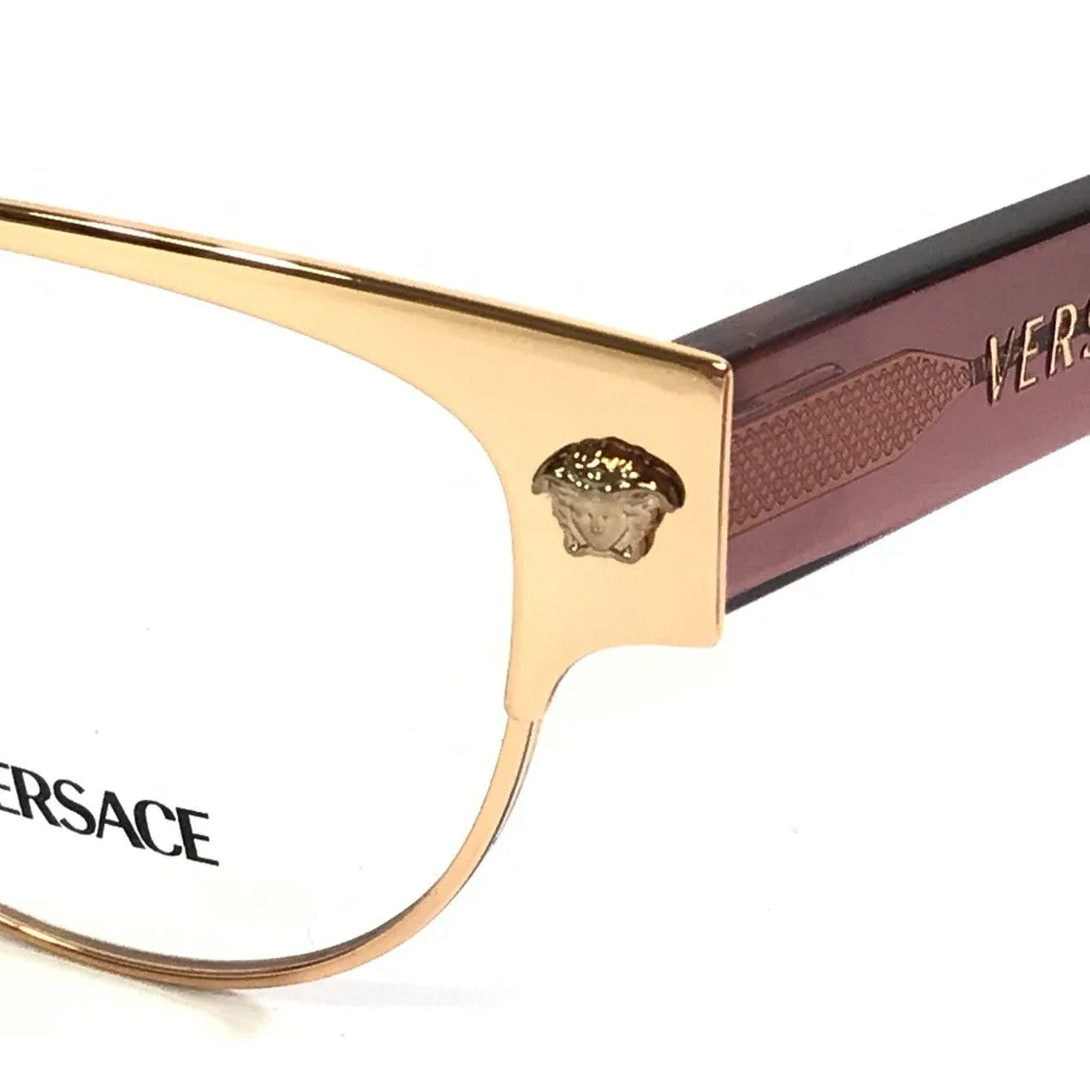 Versace Eyeglasses Frames MOD.1318 1412 Purple Gold Cat Eye Full Rim 53-15-140